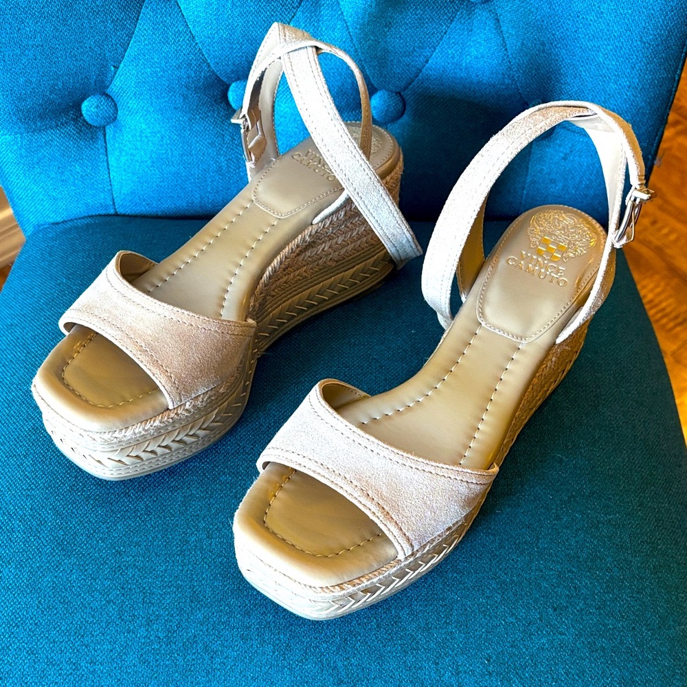 Vince Camuto Cream Wedge Sandals